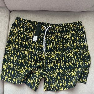 Men Black and Yellow Swim Trunk